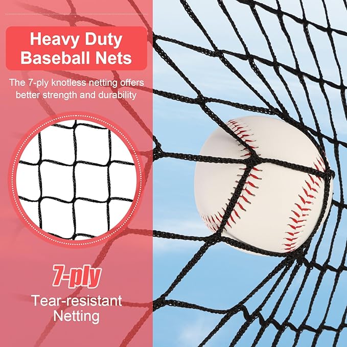 6'X6' Baseball Softball Practice Net with Batting Tee and Ball Caddy, Bonus Strike Zone Target and Bow Frame, for Hitting, Pitching, Catching-StrideForce Fitness