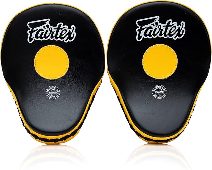 Fairtex FMV9 Contoured Focus Mitts |Striking Accuracy & Protection for Boxing, Muay Thai, Kickboxing |Ergonomic Design, Soft Padding, Secure Fit Leather-StrideForce Fitness