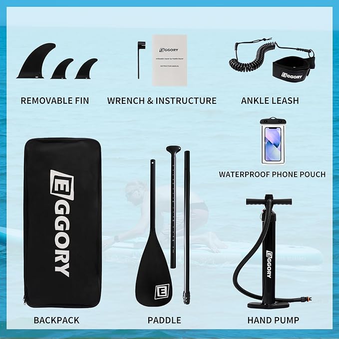 Inflatable Paddle Board,Stand Up Paddle Board Set, Extra Wide SUP Board with Removable Fin, Floating Paddle, Hand Pump, Waterproof Phone Pouch,Traveling Board-StrideForce Fitness