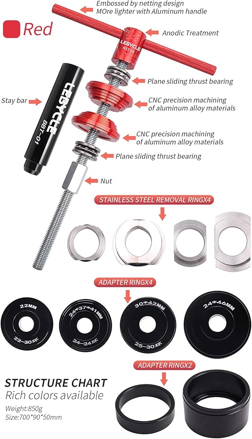 Bicycle Bearing Press Removal Tool，Bicycle Bearing Puller Install Tool, Bike Bottom Bracket Removal Tool Kit, Bicycle Bearing Press Kit BB73 BB86 BB30 BB91 BB92 PF30, MTB Road Bicycle Repair Tools-StrideForce Fitness