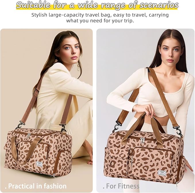 FIORETTO Women's Gym Duffle Bag with Shoes Compartment, 37L Capacity, Ideal for Travel, Gym, Sports, Duffel, Weekender-StrideForce Fitness