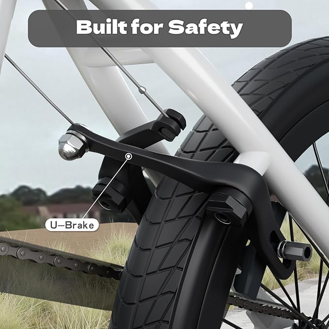 67i Boys BMX Bike 18/20 Inch Ages 8-12 Kids Bicycle with Front Rear U Brake Adjustable Seat Iron Fork 2.09" Wide Tires-StrideForce Fitness