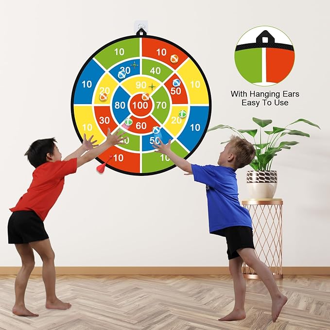 Dart Board for Kids, Darts Set Double-Sided Dart Board with Sticky Balls and Darts, Indoor Outdoor Sport Fun Party Play Parent-Child Activity Game Toys, Gifts for Boys and Girls Aged 3 to 12 Years-StrideForce Fitness