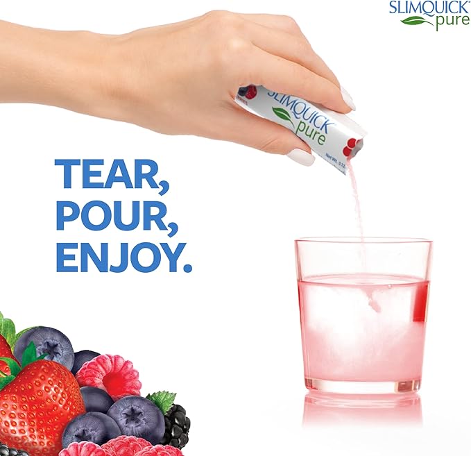 Slimquick Pure 3x Extra Strength Mixed Berry Drink Mix for Women to Help Achieve Weight Goals, Helps Metabolism, Keeps Full for Longer with Green Tea, Caffeine, Chaste Tree, Rhodiola Extract, 26 Count-StrideForce Fitness