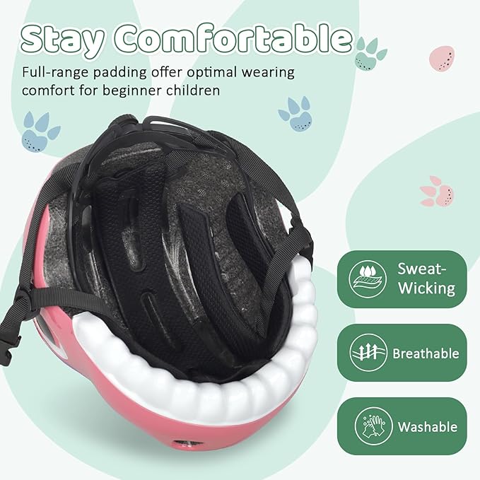 Dinosaur Bike Helmet for 1-3-5-8 Toddler Baby Kids, Lightweight Bicycle Helmet for Cycling Skateboard Roller Skate & Multi-Sports,2 Sizes for Boys and Girls-StrideForce Fitness