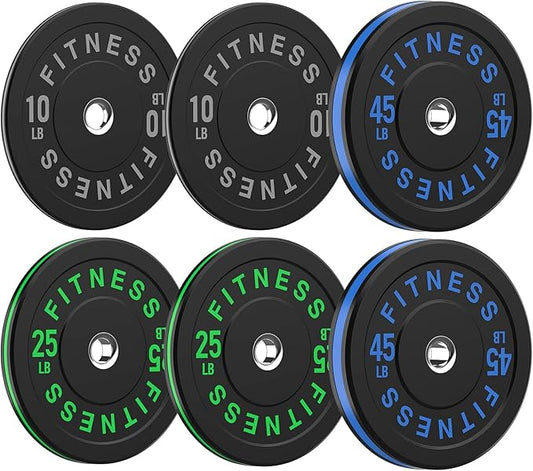 2 Inch Bumper Plates，10-500lbs，Barbell Rubber Olympic Weight Plates Set for Home Gym, Strength Training & Weight Lifting, Multiple Options Colors-StrideForce Fitness