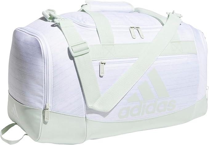 adidas Unisex Defender 4.0 Gym Duffel Bag for Men and Women, Two Tone White-Clear Onix/Linen Green, Small (38L)-StrideForce Fitness