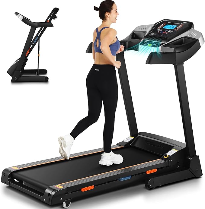 Treadmill with 15% Auto Incline, FUNMILY 3.25HP Heavy Duty Treadmill for Home, 300 lb Weight Capacity Folding Running Machine, Smart App Control/Shock Absorption/Bluetooth Speaker/Large LED Display-StrideForce Fitness
