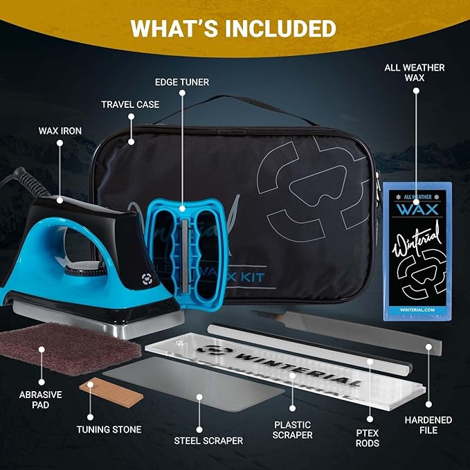 Winterial Snowboard and Ski Tuning Kit, with Iron, All-Temp Snowboard Wax, Angled Edge Tuner File-StrideForce Fitness