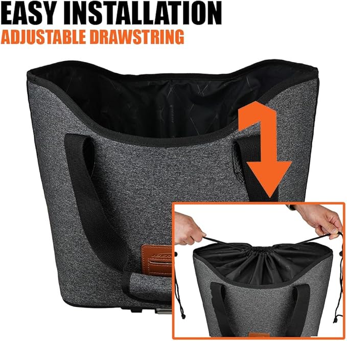 Ibera Bike Bag MIK Shopping Bag 17L - Clip-On bike Bags For Bicycles for Groceries up to 22 lbs (10 kg) - Reusable, Reinforced & Weather-Resistant - Durable Bike Rack bag ONLY FOR MIK RACKS-StrideForce Fitness