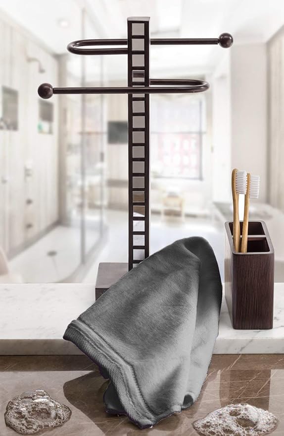 Creative Scents 100% Cotton Velour Fingertip Towels - 4 Pack 11 by 18 Inch – Decorative, Extra Absorbent and Soft Face Towel, Ideal for Bathroom and Powder Room (Gray)-StrideForce Fitness