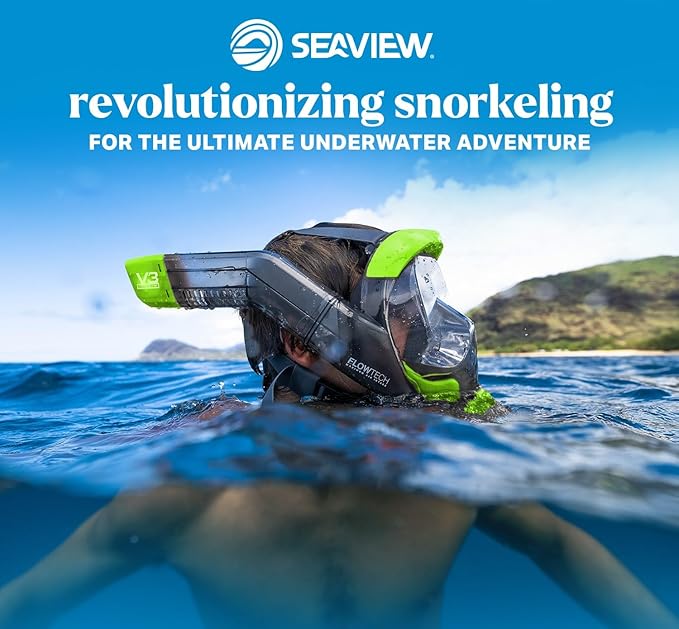 Seaview 180 V3 Full Face Snorkel Mask Adult- The V3 is The Perfect Snorkeling Gear for Adults- Snorkel Mask with 180 Panoramic Viewing and Up to 600% Easier Breathing- Patented Flowtech Air Intake-StrideForce Fitness
