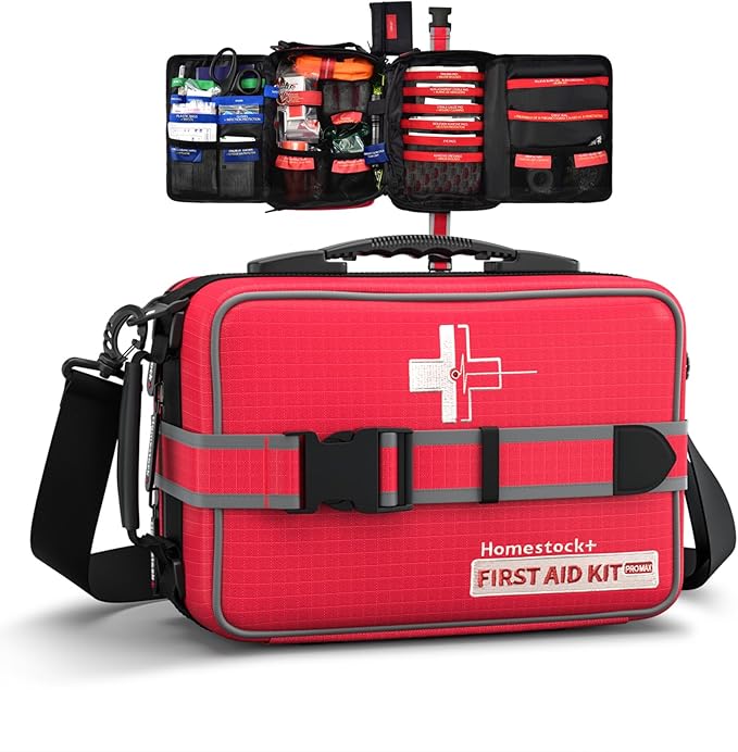 Advanced Comprehensive First Aid Kit with Well Organized Labelled Compartments Removable MOLLE System First Aid Trauma Kits for Car, Home,Camping, Office and etc.-401 Piece-StrideForce Fitness