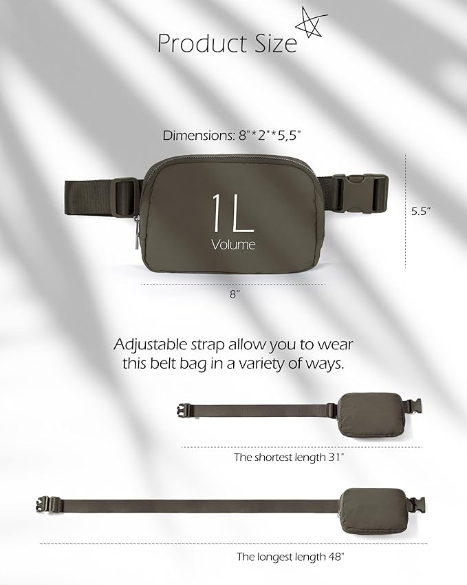 ODODOS Unisex Mini Belt Bag with Adjustable Strap Small Fanny Pack for Workout Running Traveling Hiking, Turkish Coffee-StrideForce Fitness