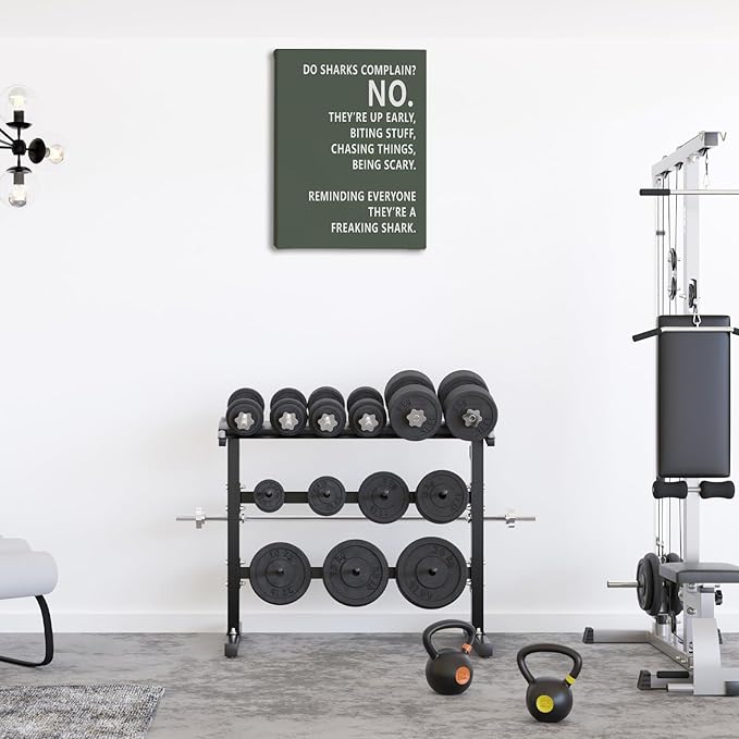 Rusenbao Gym Motivational Workout Wall Art, Home Gym Decor, Inspirational Workout Room Decor, Do Sharks Complain About Monday, Canvas Wall Art for Exercise Fitness Room Office, 11x14 inch(Green)-StrideForce Fitness