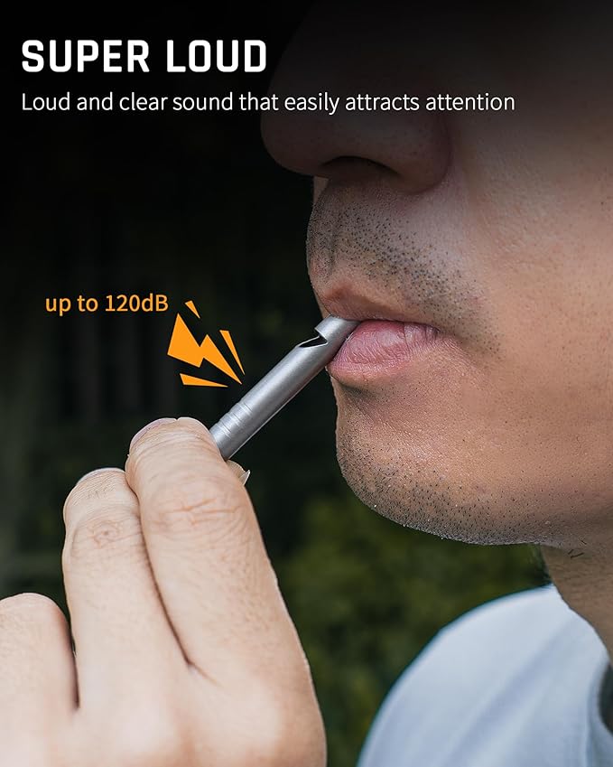 TISUR Titanium Emergency Whistle,120db Safety Whistle with Lanyard,Outdoor Survival Small Whistle for Life Saving,Hiking,Pets Training,Coach Sports-StrideForce Fitness