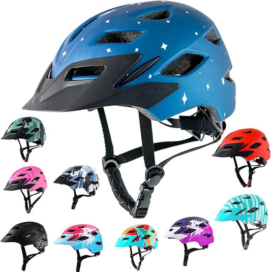 Kids Bike Helmet,Bavilk Kids Boys Girls Bike Helmets with LED Light Detachable Visor Children Youth Teen Multi-Sport for Skating Cycling Scooter Skateboard Adjustable & Lightweight 19.7"-22.4"-StrideForce Fitness