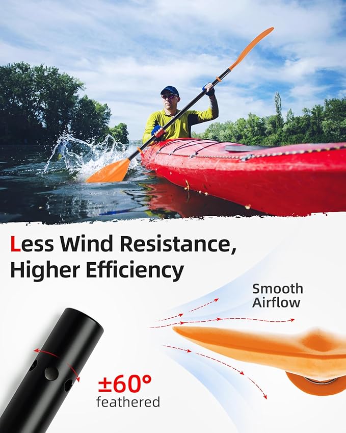 Abahub Adjustable Kayak Paddle 210-230 cm/ 230-250 cm Floating Kayaking Oars Boating Oars Canoeing Oars Black-StrideForce Fitness