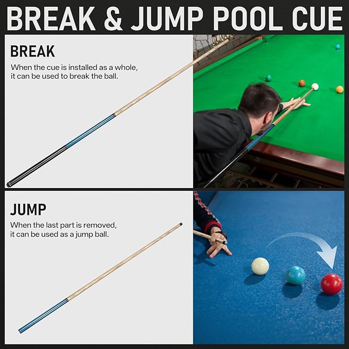 Kmise Break Jump Cue Stick - 21oz 23oz 25oz 28oz Pool Stick for Explosive Breaks and Effortless Jumps, Heavy Hitter Jump&Break Pool Cue with 14mm Pro Breaking Tip, Includes Pool Chalk and Glove-StrideForce Fitness