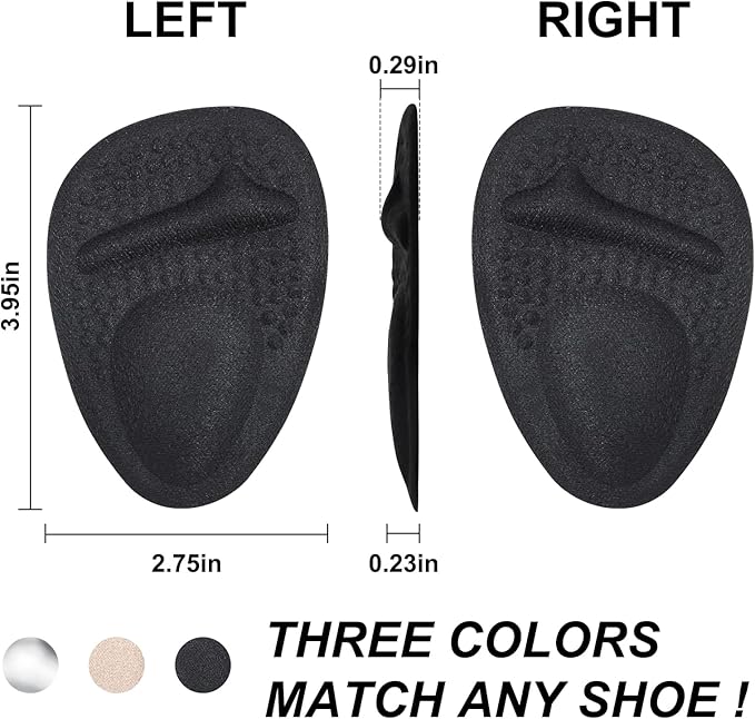 Ball of Foot Cushions, Metatarsal Pads Women, High Heels Non-Slip Comfort Pads, Shoe Support for Metatarsalgia Mortons Neuroma Pain Relief (2 Pairs,Black)-StrideForce Fitness