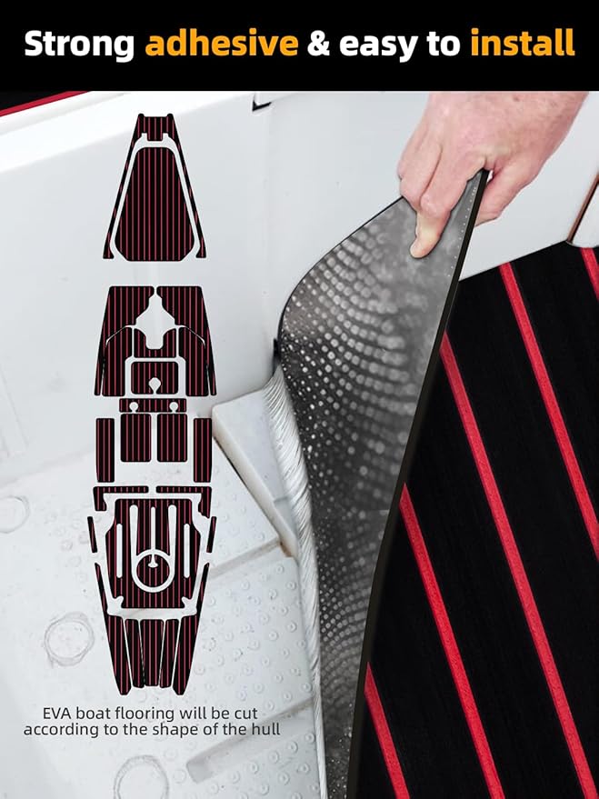 FOCEAN Boat Flooring EVA Foam Boat Decking Faux Teak Marine Flooring Boat Mat Boat Carpet Sheet for Motorboat RV Yacht Kayak Surfboard, 94.5"x 47.2"/35.4"/23.6"/15.7"-StrideForce Fitness