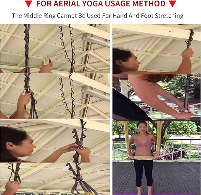 Aerial Yoga Hammock Daisy Chains Strap, Strong 22kN Adjustable with 10 Loops, No Stretch, Climbing Strap Nylon Chain Sling for Aerial Yoga,Swing, Hammock, Suspension, Exercise-StrideForce Fitness