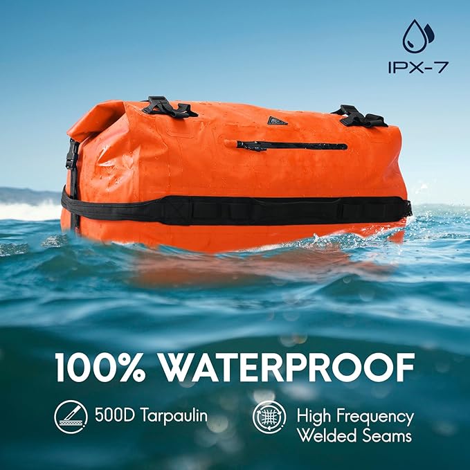 Haimont Large Waterproof Duffel Backpack Roll-Top Heavy Duty Dry Duffle Bag for Boating, Travel, Motorcycle, Kayaking, Camping, 60L-StrideForce Fitness