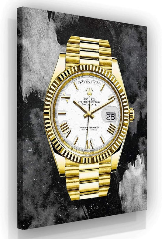 SuccessHunters Luxury Gold Watch Canvas Print Office Wall Decoration Home Decor Modern Art Prints Inspiration Motivation Inspire Entrepreneur Quote Inspirational Motivational House Decal (18" x 12")-StrideForce Fitness