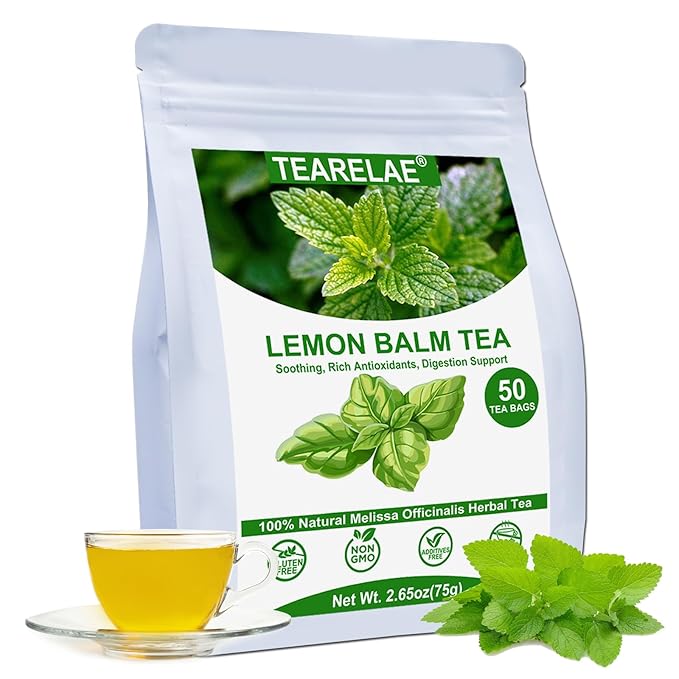 TEARELAE - Lemon Balm Tea Bag - 1.5g X 50 Count - Pure Natural Dried Lemon Balm Herb - Premium Lemon Balm Leaf for Calming and Digestion Support - Caffeine-free - Non-GMO-StrideForce Fitness