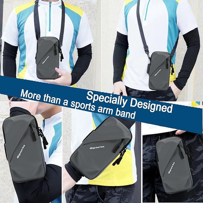 Cell Phone Armbands Running Phone Holder Armband, Shoulder Holster Phone Purse Crossbody Bag Pouch (Gray)-StrideForce Fitness