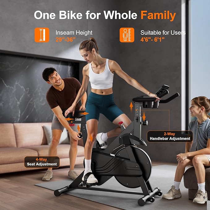 Stationary Bike, Spin Bike with 32 Levels of Adjustable Magnetic, Exercise Bike for Home with Exclusive App, Low Noise Indoor Bike, Cycling Bike with Comfortable Seat Cushion-StrideForce Fitness