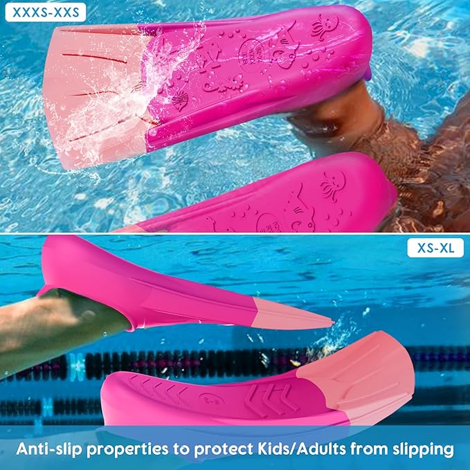 Gintenco Swim Fins, Kids Swim Training Fins for Lap Swimming, Travel Size Flippers with Mesh Bag, Silicone Swimming Fins for Kids Teens Adults Women Men-StrideForce Fitness