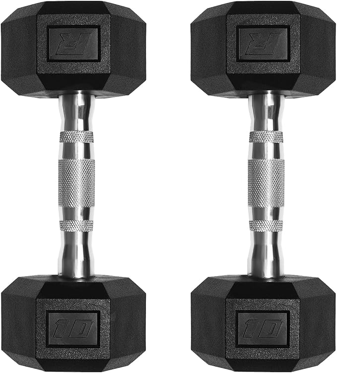 RitFit 5-650 LBS PVC Encased Hex Dumbbell Sets with Optional Rack for Home Gym, Hand weight with Chrome Handle for Strength Training, Workouts-StrideForce Fitness