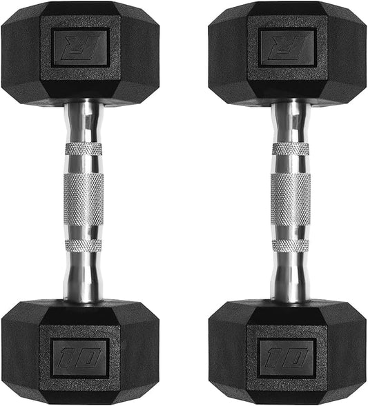 RitFit 5-650 LBS PVC Encased Hex Dumbbell Sets with Optional Rack for Home Gym, Hand weight with Chrome Handle for Strength Training, Workouts-StrideForce Fitness