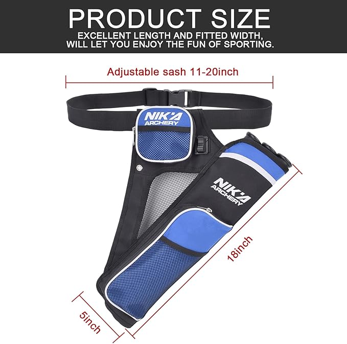 Archery Arrow Quiver Holder, 3-Tubes Hip Quiver Arrow Bag with Adjustable Belt for Youth & Adults Arrows Hunting Target Practicing-StrideForce Fitness