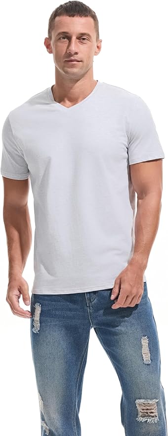 VEIISAR Premium V Neck T Shirts for Men - Modern Fitted Tees Vneck Undershirts-StrideForce Fitness