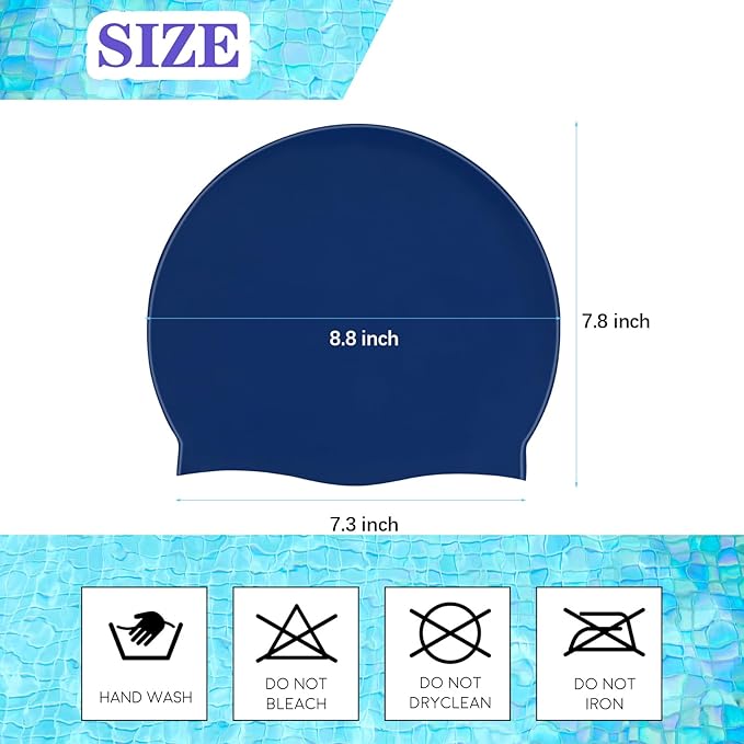 Syhood 6 Pieces Unisex Adult Silicone Swim Cap Waterproof Swimming Hat Non Slip Pool Hat Elastic Silicone Cap for Long and Short Hair-StrideForce Fitness
