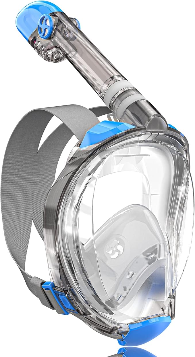 QingSong Full Face Snorkel Mask for Adults, Snorkeling Gear with Camera Mount, 180 Degree Panoramic View Snorkel Set Anti-Fog Anti-Leak-StrideForce Fitness