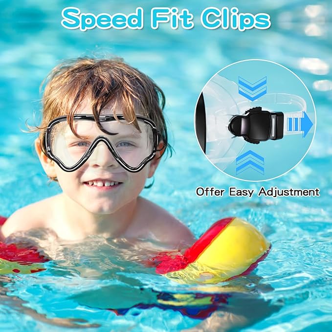 Kids Swim Goggles with Nose Cover, Snorkel Diving Mask Anti-Fog Anti-UV, Snorkeling Gear Swimming Goggles for Kids 3-14 2PCS-StrideForce Fitness