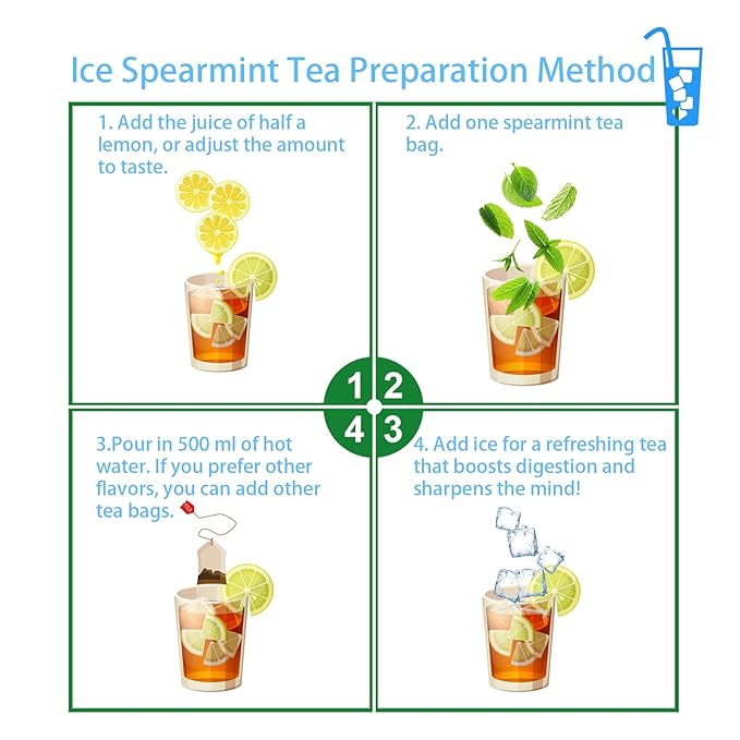 Samcci - Spearmint Tea Bags, 40 Teabags, 1.5g/bag - Pure Spearmint Leaves - Non-GMO - Caffeine-free Herbal Tea - Hormone Balance & Support Digestion & Natural Breath Freshener-StrideForce Fitness