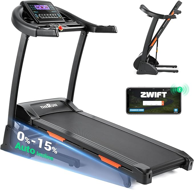 THERUN Incline Treadmill for Running and Walking, 300 lbs Weight Capacity Folding Treadmill with 0-15% Auto Incline, Wide Belt, 3.5HP, App, Heart Rate-StrideForce Fitness