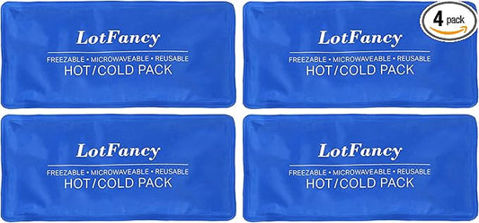 LotFancy Ice Pack for Injuries, 4 Reusable Hot Cold Packs for Therapy, Cooling or Heating Gel Pad for First Aid, Back, Shoulder, Neck, Head, Feet Pain Relief, 10.5 x 5 Inches-StrideForce Fitness