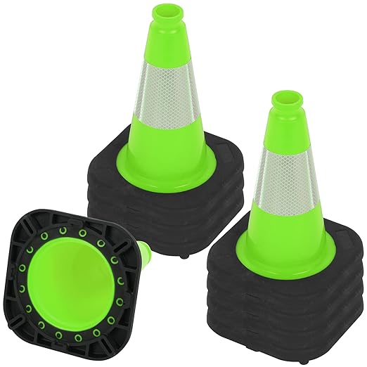 OrangeStar 8 Pack 12" Green Traffic Safety Cones, PVC Parking Construction Cones w/Reflective Collar, Heavy Duty Base for Driving Practice, Parking Lots and Roadwork-StrideForce Fitness