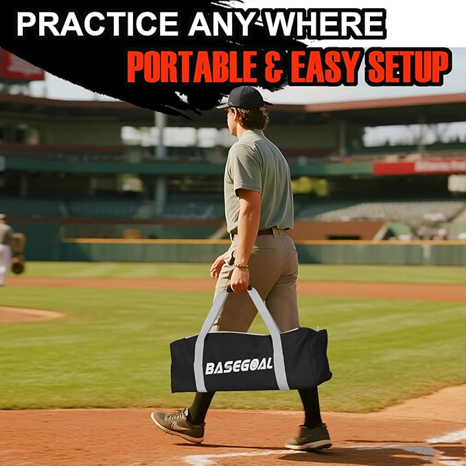 6'×6' Baseball Softball Practice Net,Baseball Backstop,with Batting Tee,Ball Caddy,for Hitting Pitching Batting Catching with Bow Frame,Bonus Strike Zone,Target,Portable and Foldable-StrideForce Fitness