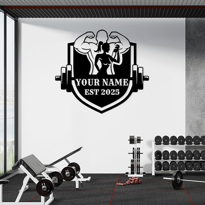 Customized Metal Gym Name Sign, Personalized Sports Room Wall Art,Metal Gym Sign,Unique Fitness Wall Sign, Gym Lovers Unique Gift, Gym Wall Art,Training Center Sign (Style-9)-StrideForce Fitness