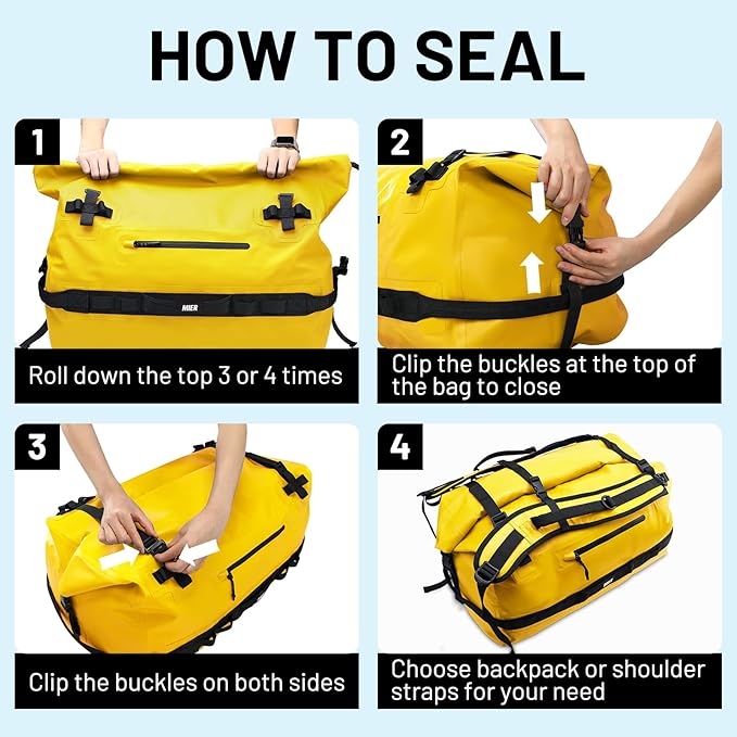 MIER Large Waterproof Duffel Bag Rolltop Dry Backpack Duffle Bags for Kayaking, Rafting, Boating, Swimming, Camping, Travel, Gym, Beach, 60L/80L-StrideForce Fitness
