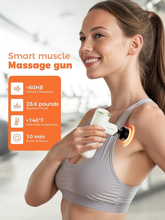 Mini Massage Gun Deep Tissue with Heat, Portable Percussion Muscle Massager for Pain Relief Muscle Relaxtion with Carry Case for Athletes & Home Use-StrideForce Fitness