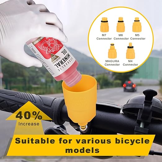 Brake Bleed Kit for Shimano, TEKTRO, TRP, SRAM/MAGURA/Formula/Hope, Hydraulic MTB Brake Bleed Kit for Shimano with M4-M7 Adapter, High Performance Mineral Oil Brake Fluid (2 * 60ml)-StrideForce Fitness