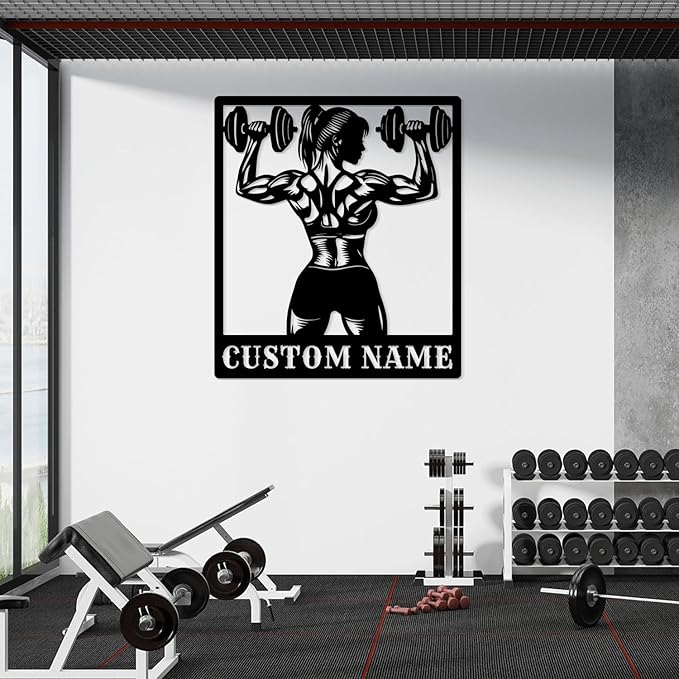 Customized Metal Gym Name Sign, Personalized Sports Room Wall Art,Metal Gym Sign,Unique Fitness Wall Sign, Gym Lovers Unique Gift, Gym Wall Art,Training Center Sign (Style-13)-StrideForce Fitness