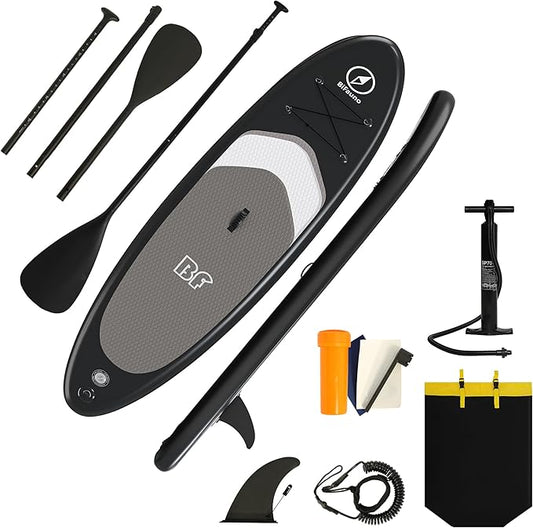 Inflatable Stand Up Paddle Board with SUP Accessories & Backpack. Paddle Boards for Adults. Non-Slip Deck, Wide Stance, Bottom Fin, Double Action Pump.-StrideForce Fitness